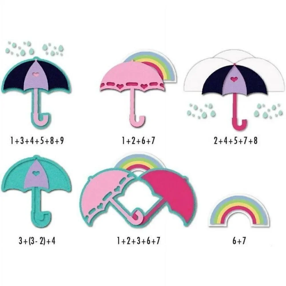 Sizzix Triplits Dies By Stephanie Barnard-Umbrellas 9 Dies